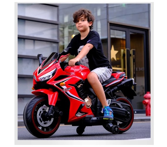 Honda CBR Rechargeable 12V Battery Operated Ride On Bike for Kids with Hand Accelerator 2 to 7 Years (Red)