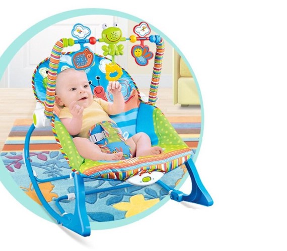 Baby Comfortable Bouncer, Baby Musical Bouncer With Animal Print-Blue