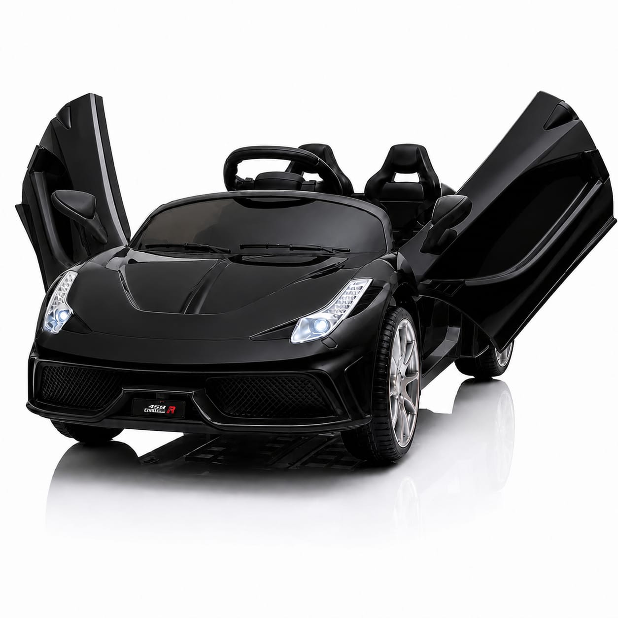 Kids Ferrari 12V Electric Ride On Car For Kids With Remote Control, Music 1-5 Yrs Car Battery Operated Ride On (Red-Black)