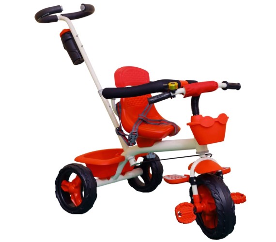 Kids Girls & Boys Tricycle With Push Bar, Full Metal Frame & Anti-Slip Pedals, 1 to 4 Years, Carrying Capacity up to 25 Kg (Black)
