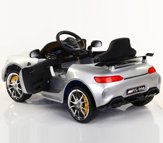 Mercedes AMG 12V Battery Car For Kids, Model FT-998 Car For kids With Music System and Remote (1 To 5 Yrs) Silver