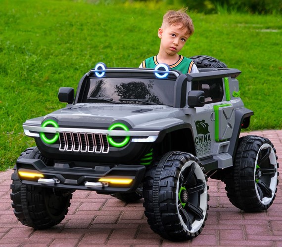Kids 4X4 Heavy Electric Jeep, 12V Battery Operated Ride on Jeep for Kids with Remote Control Age 1 -7(WN-1166)Grey