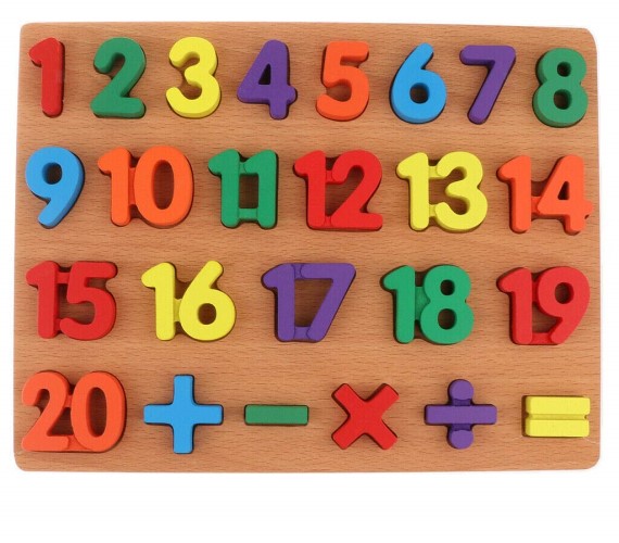 Wooden Counting Numbers Tray ( 1 To 20)  (Multicolor)  