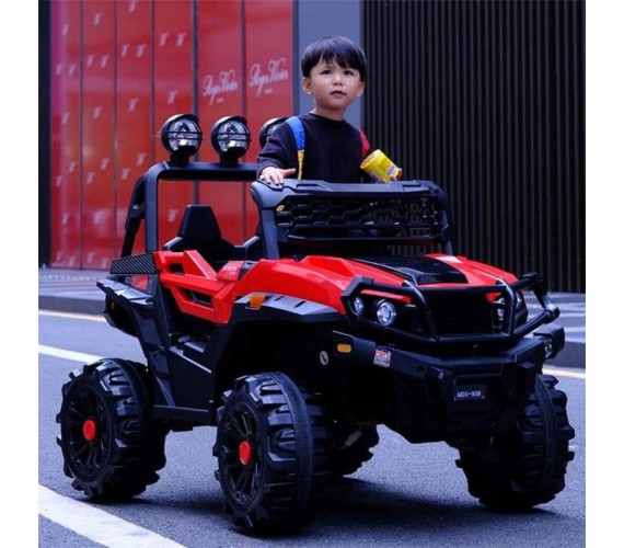 MDX-908 Kids 12V Rechargeable Battery Operated Ride on Jeep for Kids, Electric Ride on Kids Jeep with Remote Control and Music(1 to 7 Yrs)Red