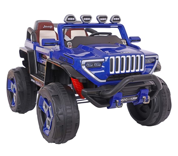 LARGE Size Hummer Ride On Jeep For Kids with Rechargeable Battery , Swing Function And Music System with Remote Control (2 to 8 years), Blue