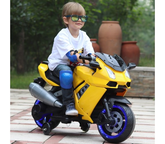 Kids Lamborghini battery operated Bike For Kids, 12V Battery Operated Ride On Bike For Kids With Hand Accelerator(3 To 7 Yrs)-Yellow