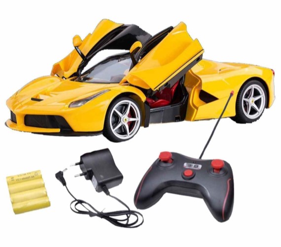 Ferrari Remote Control Car with Openable Door - RC Car for kids (Yellow)