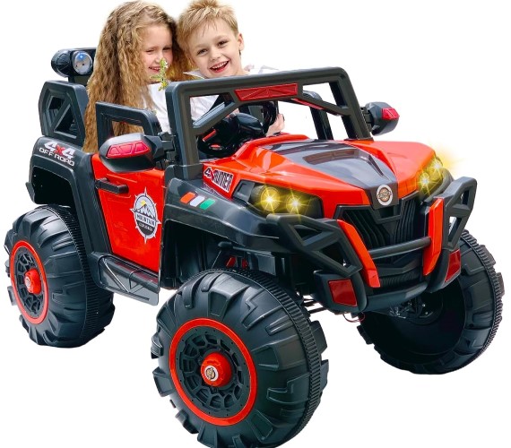 4x4 Heavy Duty Rechargeable Jeep for kids, 12V Battery Operated Jeep, Maximum Weight Capacity 50kg 1-7 Yrs(Red)