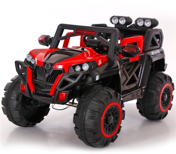 Battery Operated 4x4 Stylish Jeep for Heavy Duty, Maximum Weight Capacity 50kg , 5 Motors. 12v -Large Size- RED