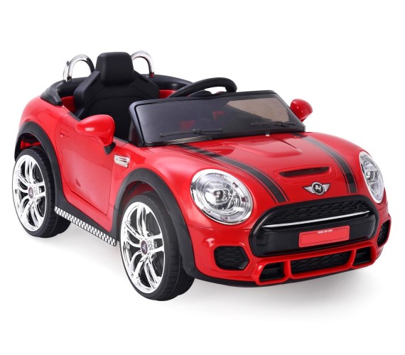 Mini Cooper 12V Battery Operated Ride On Car For Kids With Remote Control 1 to 5 yrs(Made in India)-Red
