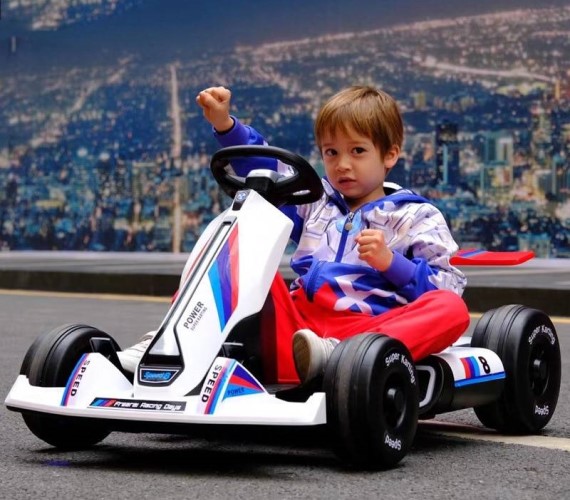 Kids F1 Electric Go Kart Car For Kids, 12V Battery Operated Ride on Kart Racing Car For Kids-White