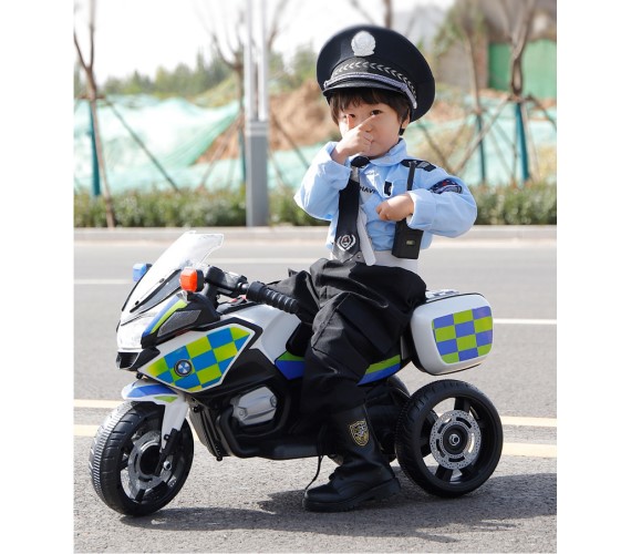 Police Bike For Kids Small Size, Model 608 - Kids Police Bike 6V Single Battery Operated (2-4yrs) White