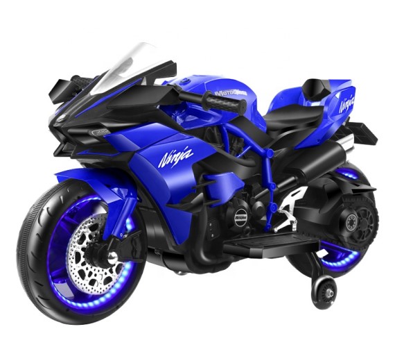 Ninja H2 Sports Battery Operated Ride On Bike For Kids, Hand Accelerator with Music System (Blue)