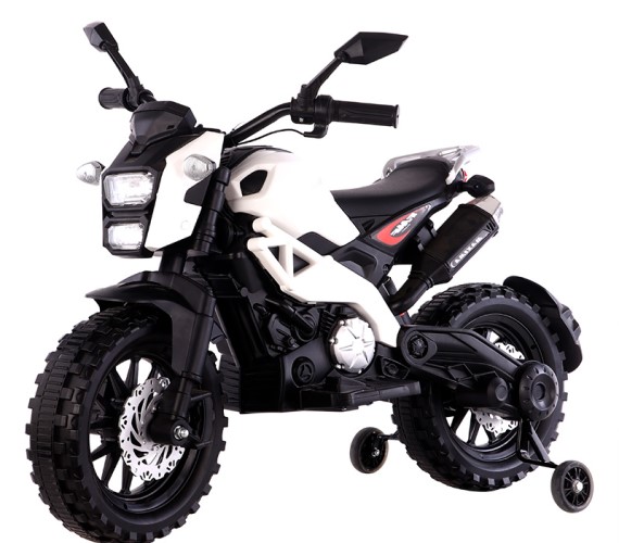 Kids Battery Operated Ride on Bike For Kids With Hand Accelerator Model  DLS01  White ( 2 To 8 ) Years 