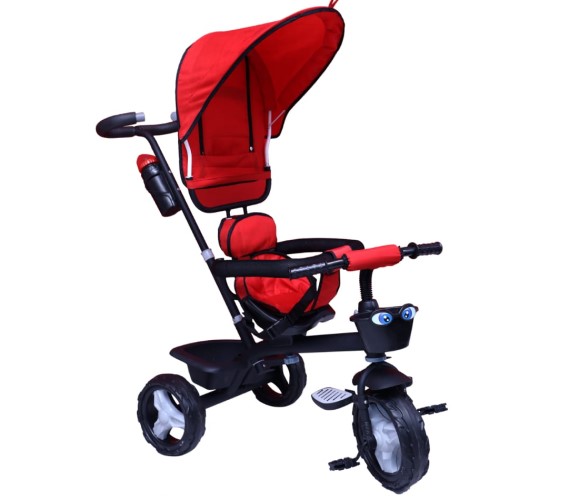 Baby Tricycle For Kids 1-3 Years With Rubber Wheels, Kids Tricycle Parental Control Handle(Red)