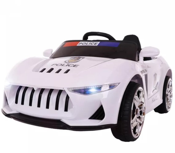 Mini Police 12V Battery Operated Ride on Car for kids with  Remote Control, Music and Light 1-5 Yrs(White) 
