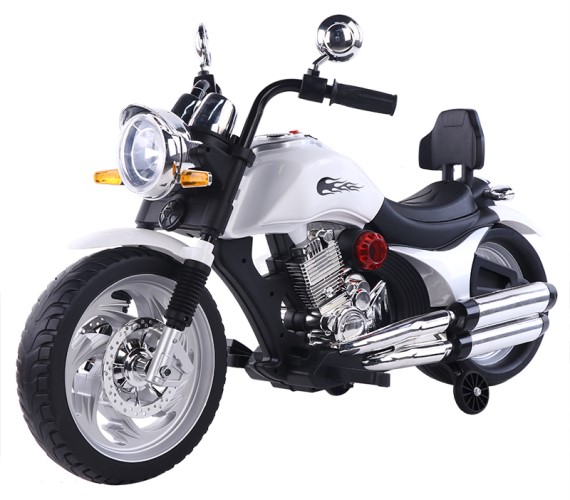 Kids Harley Davidson 12V Battery Operated Ride On Bike For Kids, Battery Toy Bike For Kids With Hand Accelerator(3 To 7 Yrs)-White