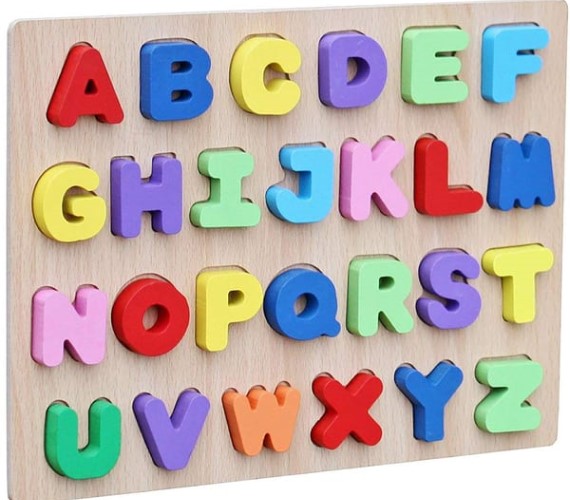 Wooden Capital Alphabets Letters Learning Educational Puzzle Toy for Kids (Multicolor)