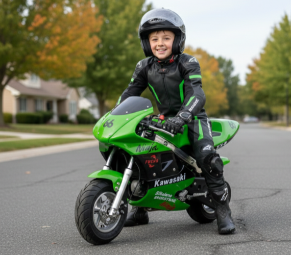 Ninja Sports Petrol Engine Bike For Kids, 49 Petrol Engine Bike For Kids with Self Start and Front/Rear Disk Brakes 6 -10 Yrs