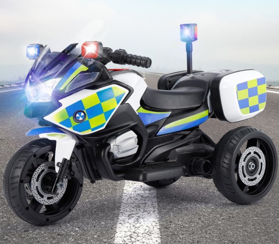 Police Bike For Kids Small Size, Model 608 - Kids Police Bike 6V Single Battery Operated (2-4yrs) White