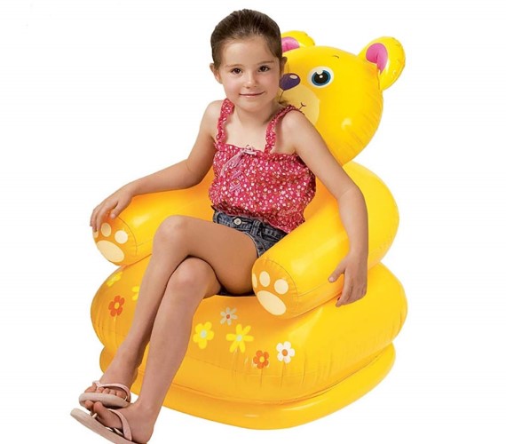 Teddy Bear Shape Chair for Kids,  Plastic Air Chair For Kids (Yellow)