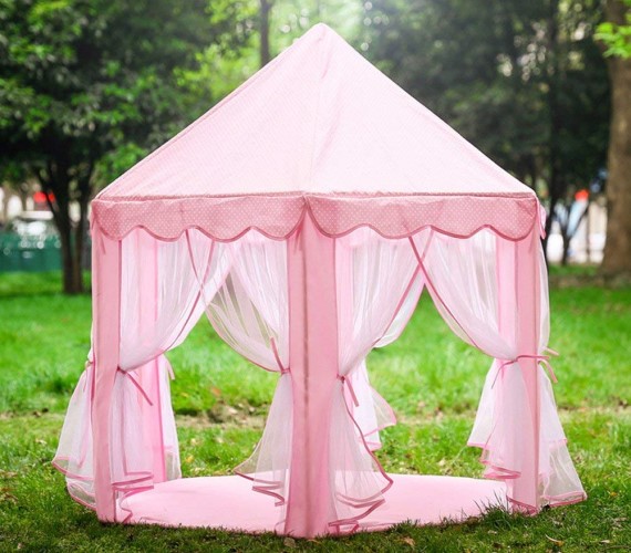 Castle Kids Tent House ,Play Tent House, Indoor and Outdoor Play Tent House, Kids Foldable Tent house for 3 to 6 Year (Pink)