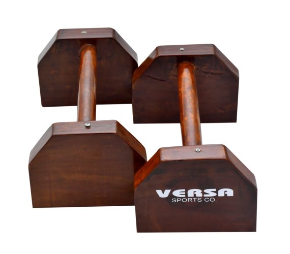 Versa Gymnastic Push Up Stand Wooden with Non-Slip Base for Exercise Home Workout Gym Equipment Men and Women | Wooden Parallettes Handle (1 Pair)